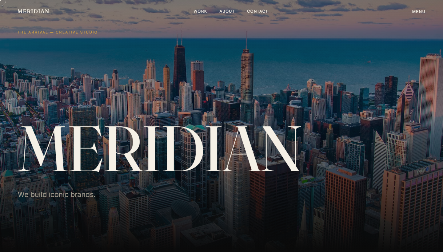 MERIDIAN — demo de sitio web para agencia creativa con hero cinematográfico, 3D y animaciones, desarrollada por Lucas Scolari